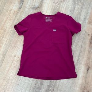 Figs Dark Magenta Catarina One Pocket Scrub Top Size M